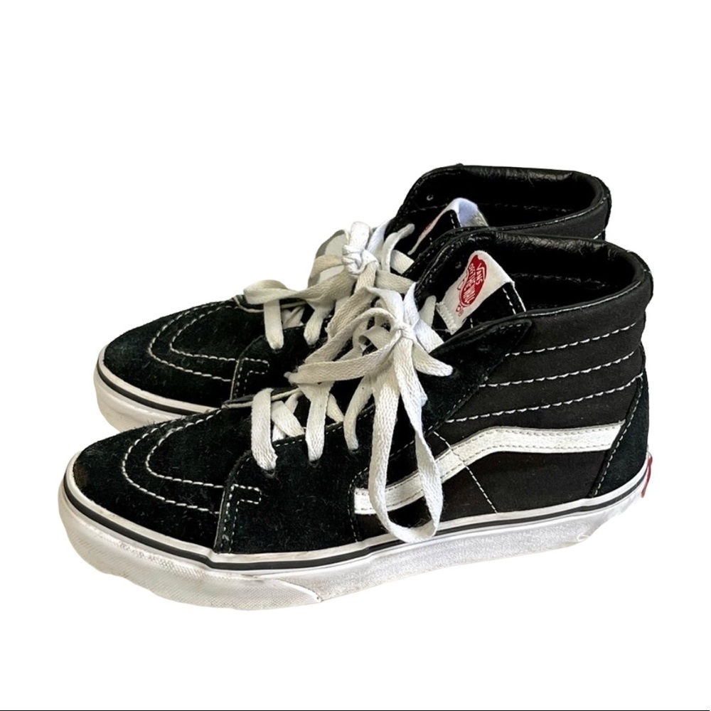 Kid’s Hightop Sk8 Vans Sz 3.5 Black/White Suede - Picture 2 of 5